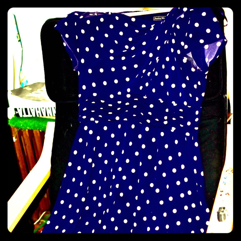 Gorgeous purple silky polka dot midi dress, 14 - Picture 1 of 7